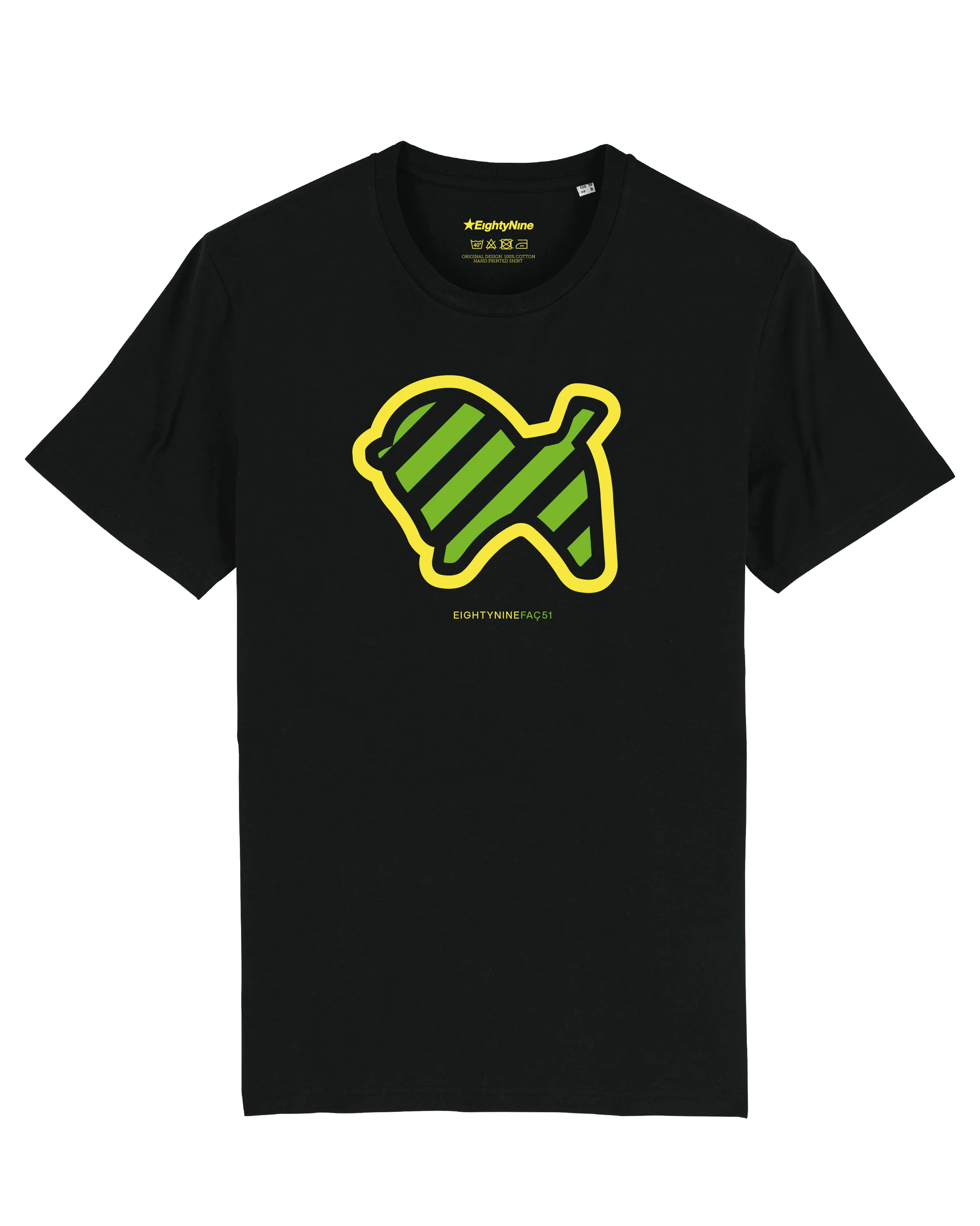 EightyNine - LIME GREEN CHEVRON - BLACK TSHIRT